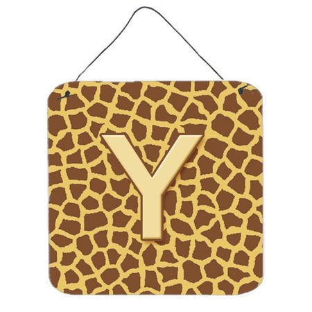 MICASA Letter Y Initial Monogram Giraffe Aluminium Metal Wall Or Door Hanging Prints 6 x 6 In. MI234578